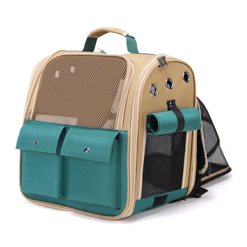 Qpets® Travel Pet Carrier Backpack, Fashion Nylon Cat Carrier with Extendable Space, Breathable Mesh Multi Pocket Cat Bag with Handle, 40X30X40cm Qpets® Travel Pet Carrier Backpack, Fashion Nylon Cat Carrier with Extendable Space, Breathable Mesh Multi Pocket Cat Bag with Handle, 40X30X40cm